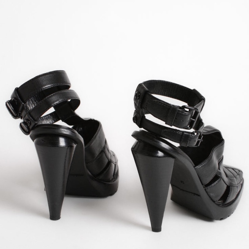 Alexander Wang Abbey Double Ankle Strap High Heel Sandals In Black Leather Y2k View 2